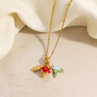 Collier à breloques sportives SUMMLY en forme de goutte d'huile d'oiseau volant, chaîne de clavicule DIY, plaqué or 18 carats, acier inoxydable, collier à goutte, bijoux tendance
