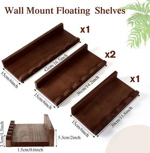 Thiết lập của <span class=keywords><strong>3</strong></span> bằng gỗ nổi kệ cho phòng ngủ & vườn ươm gỗ Kệ sách với khung nổi tường lưu trữ giá cho trang trí - Product Image 3