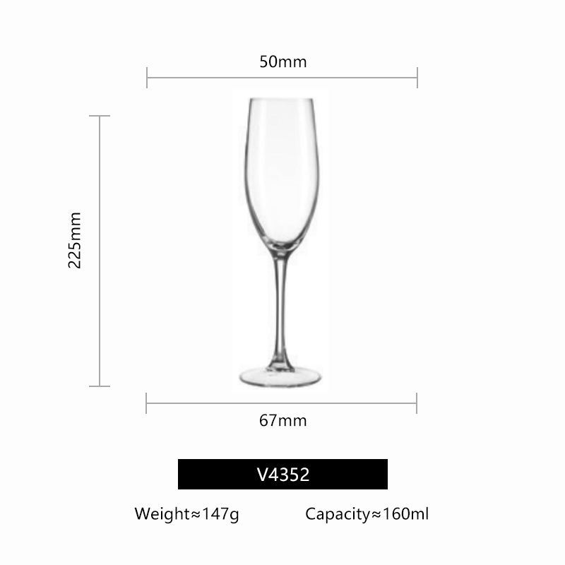 Verre à champagne transparent en forme de flûte de 160 ml