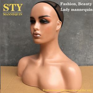 Maniquí busto para sombreros negro mujeres maniquí Peluca de pelo humano al por mayor cabeza de maniquí - Product Image 3