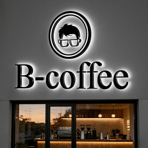 ป้ายไฟ LED แบบกำหนดเอง ป้ายไฟ LED ส่องสว่าง ป้ายโลโก้ 3 มิติ ป้ายไฟติดผนัง ป้ายไฟในร่มสำหรับร้านกาแฟ ป้ายร้านกาแฟ - Product Image 2