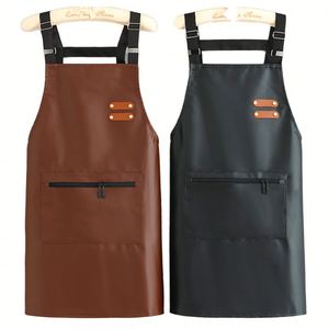 Tablier de Chef Ajustable Léger en Cuir PU avec Grande Poche, Bonne Qualité, Anti-Graisse, pour Hommes et Femmes, Idéal pour le Nettoyage - Product Image 1