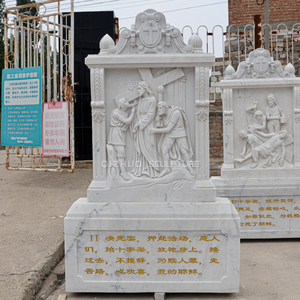 Piedra Natural religiosa personalizada para exteriores, tallado a mano, Calvario de mármol blanco de 14 estaciones, estatua de Jesús - Product Image 2