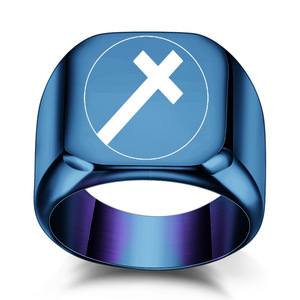Anillo Cruzado de Acero Inoxidable Dorado para Hombre, 18MM, Joyería Cuadrada, Regalo para Aliviar la Ansiedad - Product Image 5