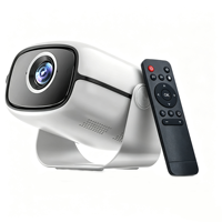 Mini projecteur portable avec base rotative à 180°, résolution native 1280*720 HD, système Android, WiFi, Bluetooth, décodage 4K, télécommande et processeur quadricœur