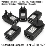 Injecteur PoE 48V 0.5A Alimentation sur Ethernet Adaptateur avec connexion enfichable pour caméra de sécurité CCTV 802.3af