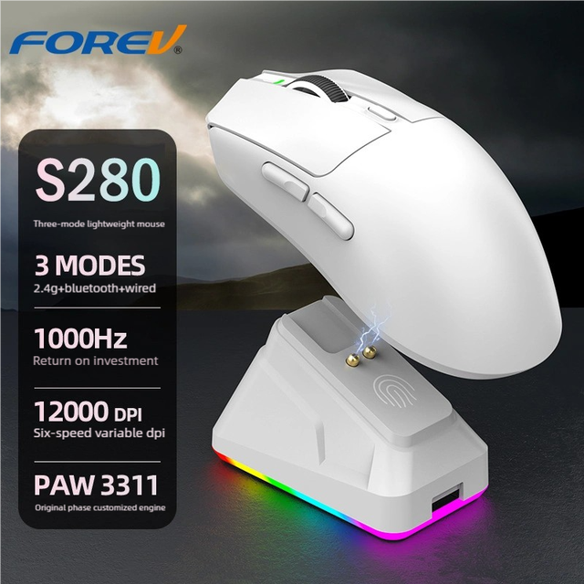 FV-S280 Tri-Mode RGB Gaming & Office Mouse with Charging Dock