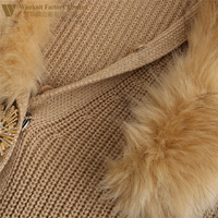 Nouveau produit, cardigan décontracté pour femmes, hiver, confort, chaleur, devant ouvert, avec col en fausse fourrure amovible, fermeture à bouton unique