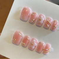 Uñas Postizas de Primavera con Diseño de Luna y Estrella en Azul y Morado, Hechas a Mano, con Gemas, de Lujo, con Soporte Personalizado y Empaque Personalizado