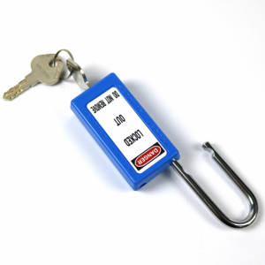 WZNT NT-S38LA <span class=keywords><strong>Cadenas</strong></span> de sécurité 38 mm <span class=keywords><strong>bleu</strong></span> à clé maîtresse, avec anse en acier/nylon, à clés différentes, certifié CE ISO KD/KA/MK - Product Image 5