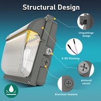 Lampe murale LED 100W 80W 60W en polycarbonate, température de couleur 3000K-6000K, cellule photoélectrique crépuscule-aube, construction en aluminium, certifiée FCC