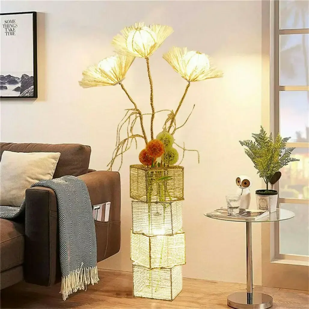 Modern Hand-made Rattan Decorative Floor Standing Lamp for Home Living Room,Hotel