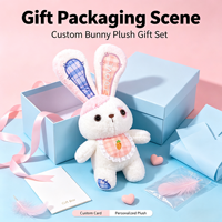 Peluche Lapin Personnalisable avec Bouton, Poupée Confort Lapin Rembourrée pour Filles, Cadeau d'Anniversaire pour Enfants