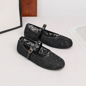 Ballerines élégantes pour femmes, chaussures d'été à enfiler, en dentelle et maille, chaussures habillées pour femmes - Product Image 4