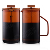1000ML résistant à la chaleur de couleur ambre presse française carafe en verre en acier inoxydable cafetière