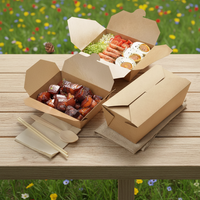 Emballage alimentaire jetable personnalisé pour la restauration rapide, boîte à emporter en papier kraft rectangulaire pour les sushis, pour le camping