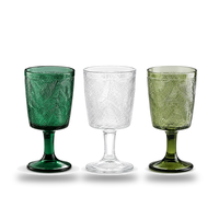 Verre à vin rouge élégant à long pied, transparent, texturé, en forme de feuille, vente en gros d'usine