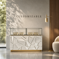 Maßgefertigte Schmuck-Vitrine Glas-Ausstellungsschrank Weißer Geometrischer Frontbereich für Schmuckgeschäfte Großhandel