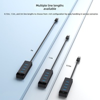 Hub Usb 3.0 Bertenaga 4 Port 3M Hub Usb Splitter Docking Station Sakelar Independen Hub Usb 3.0 Kecepatan Tinggi 5Gbps