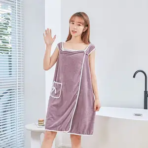 Lớn của phụ nữ dài ăn mặc mặc khăn tắm thấm san hô Fleece tắm váy Áo choàng tắm sợi nhỏ bãi biển Spa khăn