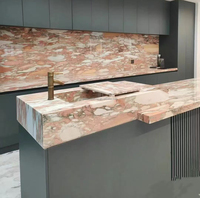 Dalles de marbre rose norvégien en pierre naturelle pour comptoirs de cuisine personnalisés, îlots, dessus de vanité, plans de travail et décoration