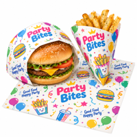 Papier d'emballage pour repas, hamburgers, frites, cônes, résistant à la graisse, écologique, avec logo personnalisé imprimé, revêtement PE, anti-graisse
