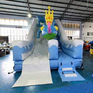 Tobogán Acuático Inflable Azul con Forma de Lagarto, Castillo Hinchable Comercial de PVC para Niños, Juegos para Piscina - Product Image 1