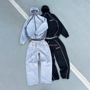 Custom Tracksuit Windbreaker Jacket and Nylon Track Pants 2 Piece Set <b>Jogging</b> <b>Suit</b> 3m Reflective Strip Windbreaker Tracksuit - Product Image 1