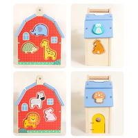 Cubo de Actividades de Granja con Bloques de Construcción de Madera Montessori para Bebés, con Formas de Animales de Dibujos Animados, para el Desarrollo Temprano