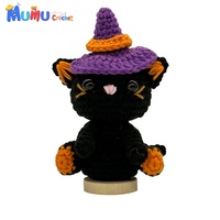 Poupée chat noir au crochet faite à la main, décoration d'intérieur amusante pour Halloween, cadeau de décoration intérieure pour le soutien émotionnel, vente en gros personnalisée