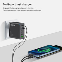 Chargeur mural USB 160W 6 ports PD QC3.0 Type-C avec prises US EU UK Chargeur rapide en matériau GAN