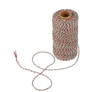 1mm Christmas Candy Stripe Bakers Twine in Red White Green-for Packaging and Decorations