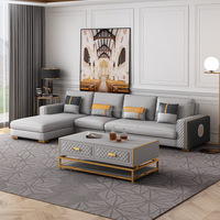 Ensemble de canapés d'angle en cuir en forme de L à cadre en bois massif de couleur personnalisée