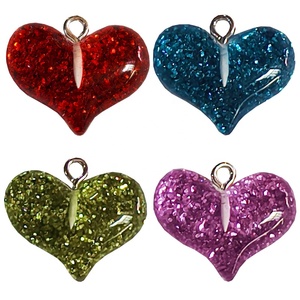Colgantes de resina con forma de corazón brillante para la creación de joyas DIY: pendientes, collares, pulseras, accesorios para llaveros hechos a mano - Product Image 2