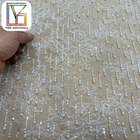 Vente chaude Robes de mariée françaises en broderie 3D perlée avec des paillettes Tissu de dentelle de mariée africaine