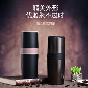 Molinillo de Café Manual Portátil, Diseño Minimalista de Plástico Blanco con Banda y Tapa Negras para Viajes - Product Image 2