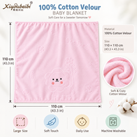 Couverture pour bébé en velours 100% coton 43,3x43,3 pouces, couvertures pour bébé douces et épaisses pour nouveau-nés, literie chaude pour bébé, vente en gros OEM ODM