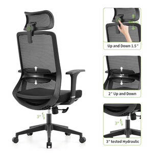 Sedia da Ufficio con Meccanismo di Regolazione, Supporto Ortopedico, Reclinabile, in Rete, Sedia Direzionale per Computer con Materiale in Tessuto - Product Image 5