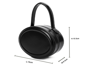 Sac à main élégant en cuir brillant pour femme, sac à maquillage de luxe élégant, design elliptique unique, trousse de toilette pour filles. - Product Image 6