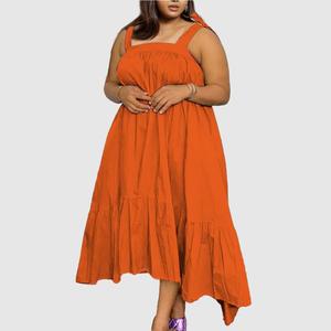 D0403me06 bán buôn Hot Bán giản dị đi ra ngoài màu rắn không tay cộng với kích thước maxi lỏng váy sehe thời trang - Product Image 2