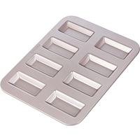 Nouveau design, moule à pâtisserie rectangulaire en acier au carbone antiadhésif pour 8 financiers