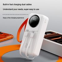 Nouvelle conception de batterie externe portable 30000 mAh, charge rapide PD 22,5 W, écran LED, sortie USB-C, batterie externe 30000 mAh avec câble intégré, lumière