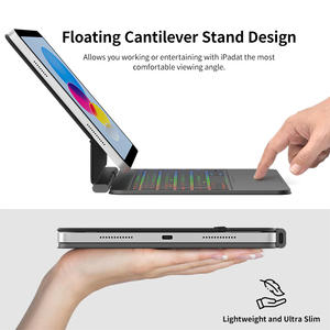 Funda de teclado mágico de aleación de aluminio para <span class=keywords><strong>iPad</strong></span> 10,9 pulgadas 10th y para <span class=keywords><strong>iPad</strong></span> 11 pulgadas 11th A16 Funda ultrafina Teclado retroiluminado de 7 colores - Product Image 2