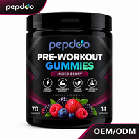 Pepdoo Gummies Pré-Entraînement aux Baies Mixtes, Bêta-Alanine, Vitamine B12, Caféine, Complément Énergisant