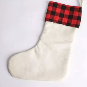 Nouvelles chaussettes de Noël en lin de grande taille, rouges/noires, vierges pour la sublimation, pour la décoration - Product Image 3