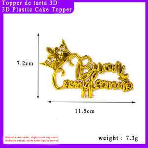 Decorazione per Torta '<span class=keywords><strong>Buon</strong></span> Compleanno' in Plastica Placcata Oro 3D, Corona Italiana per Feste di Compleanno, Prezzo di Fabbrica - Product Image 2