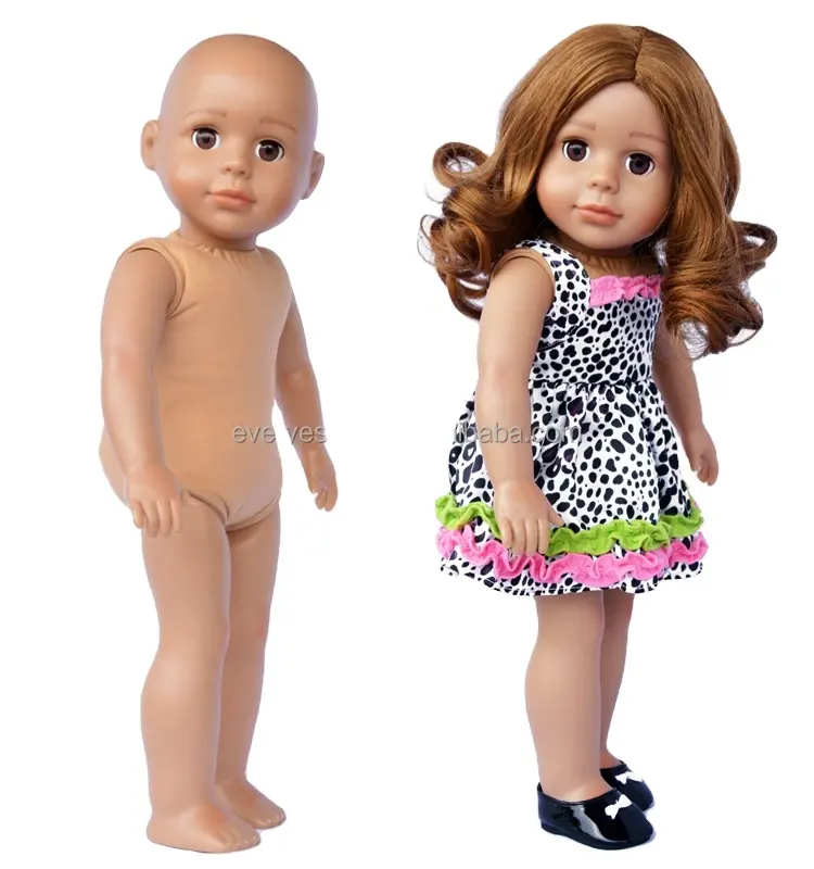 8歳の女の子のためのおもちゃ18インチの人形、ビニール人形の頭、18インチのアメリカンスタイルの女の子の人形