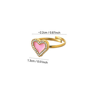 <b>Custom</b> <b>Ring</b> Bulk Non Tarnish 316L Stainless Steel 14k 18k Gold Plated Fine Heart Zircon <b>Ring</b> for Women - Product Image 5