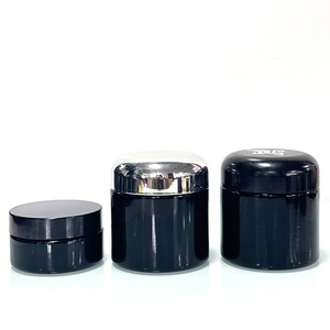 Hot Sale 50 100 150 200 250 300 400 500 1000 ml Wide Mouth Violet Black Glass Jar With Silver Lid - Product Image 2