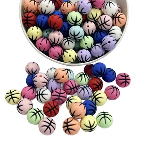 Perles de basket en silicone de 15 mm, matériaux de bricolage pour stylos, jouets pour enfants, bracelets, colliers, porte-clés, accessoires - Product Image 2
